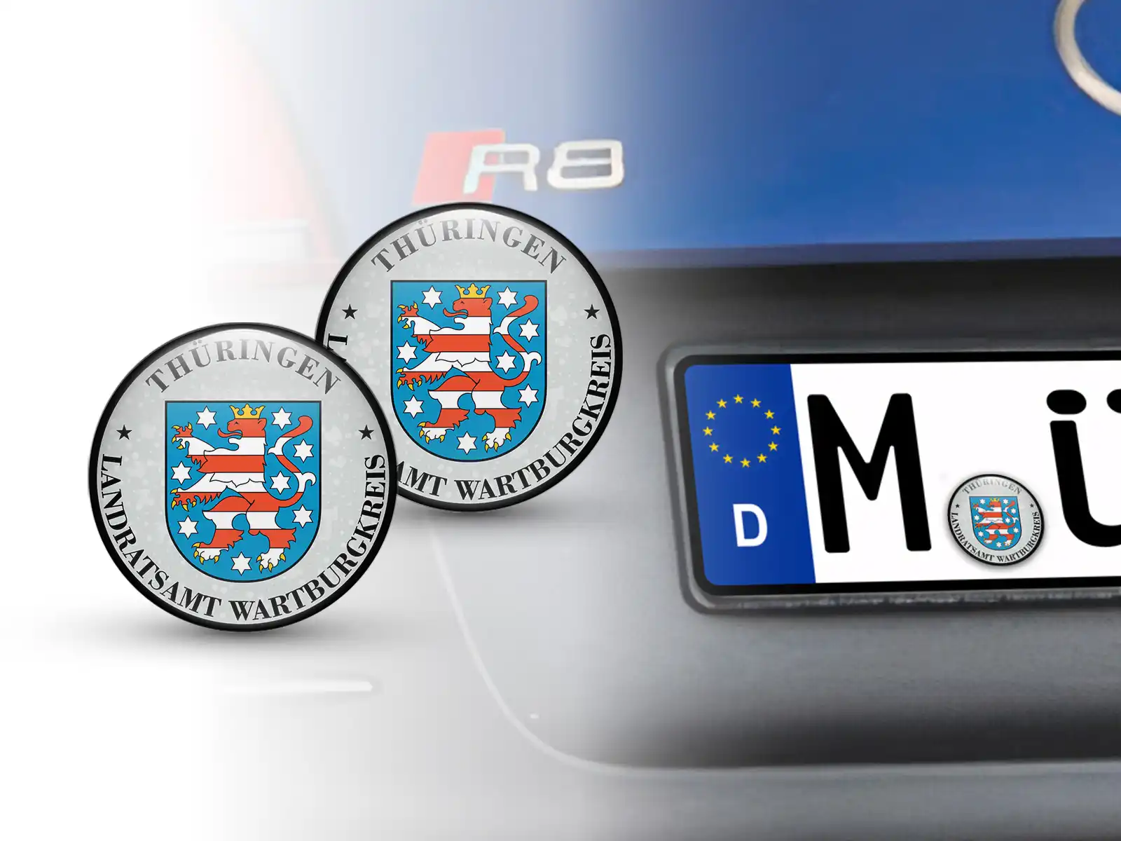 TUV Aufkleber Landratsamt Wartburgkreis Nummernschild plakette